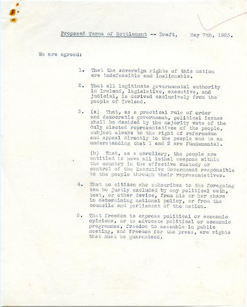 Proposed Terms of Settlement (7 May 1923) page 2