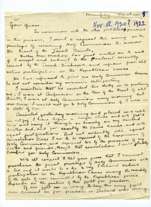 Mary MacSwiney’s Hunger Strike and Holy Communion