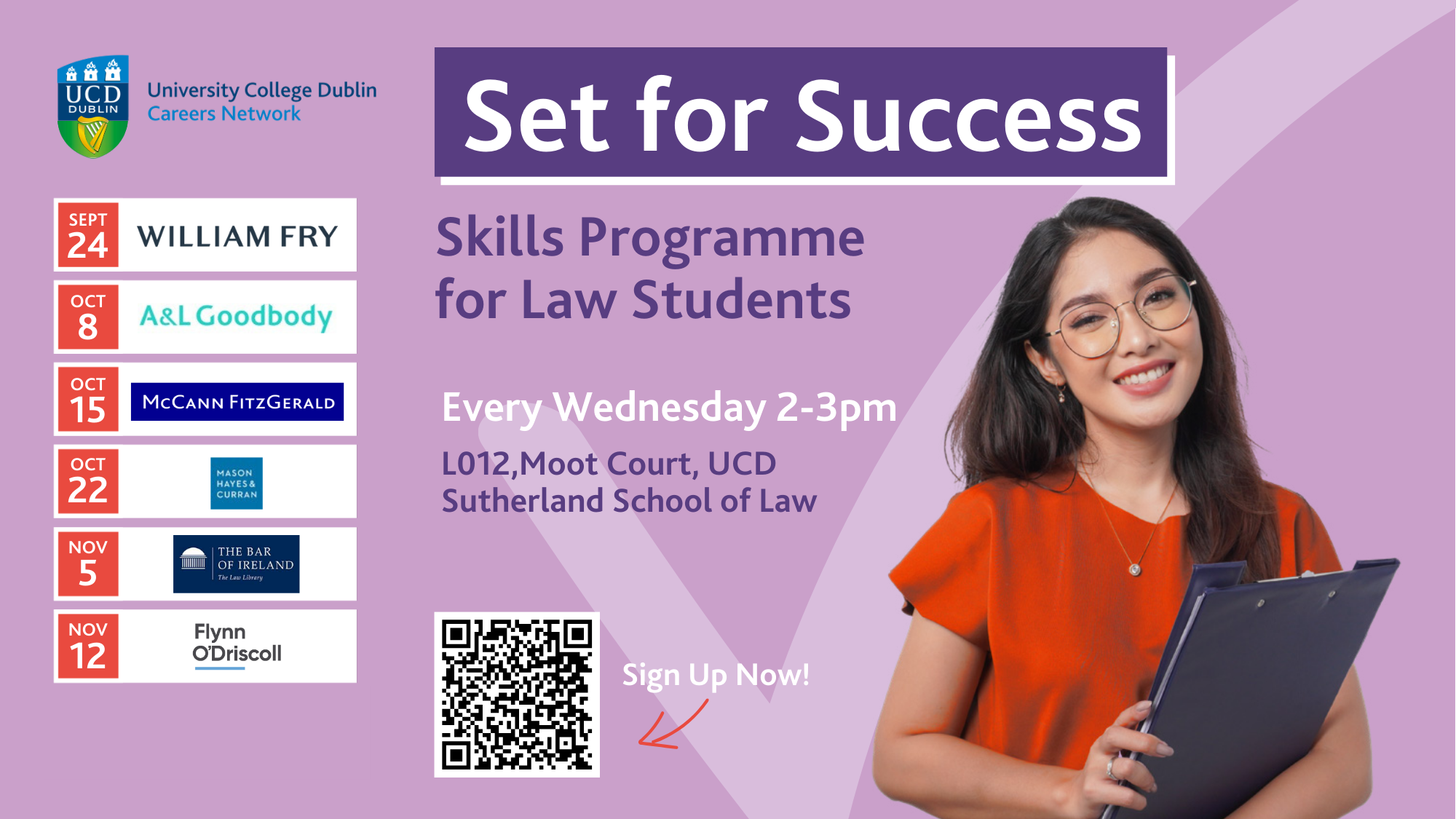 A graphic promoting the Set for Success workshops.