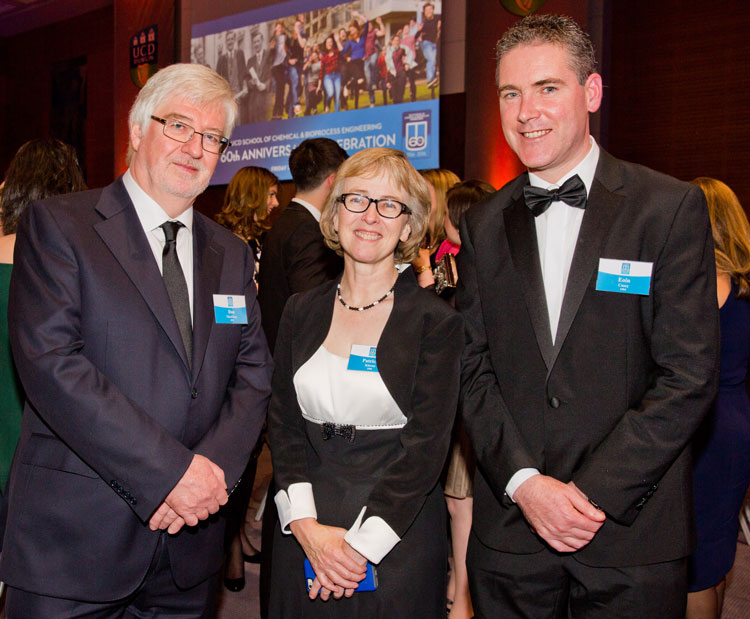 Prof. Don MacElroy (Class of 1974), Former Head of School, Assoc. Prof. Patricia Kieran (Class of 1985), Prof. Eoin Casey (Class of 1994), Head of School.