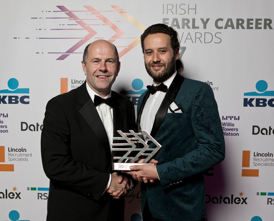 Colin Keogh receiving his Irish Early Career Award