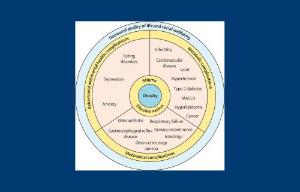 Circular obesity chart with navy blue background