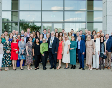 Alumni class photo in front of O'Reilly Hall