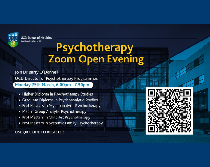 Psychotherapy Zoom Open Evening Blue Flyer 25th March Details