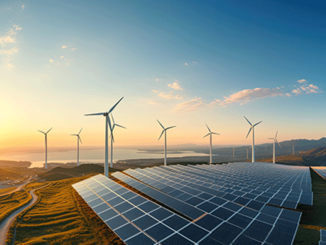 Solar cell in solar farm, Alternative energy and sustainable energy, photovoltaic, Pure energy renewable, clean energy, solar energy, reduce global warming, environment, green energy, generate by .AI