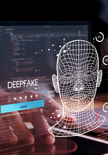 Deepfake concept ,Facial tracking, detection and recognition technology, Security system. Cyber security and Security password login online concept.