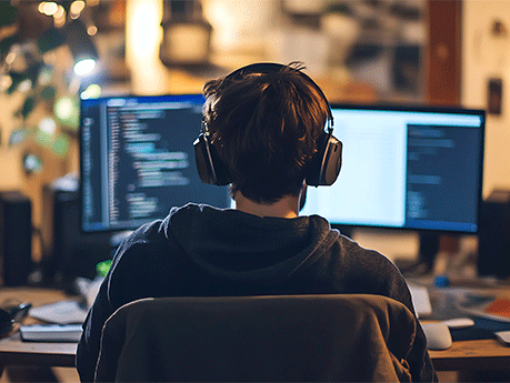 A programmer writing code for a machine learning algorithm in Python]