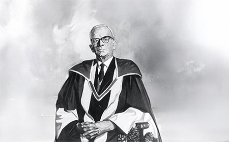 Professor Joseph Doyle in academic robe